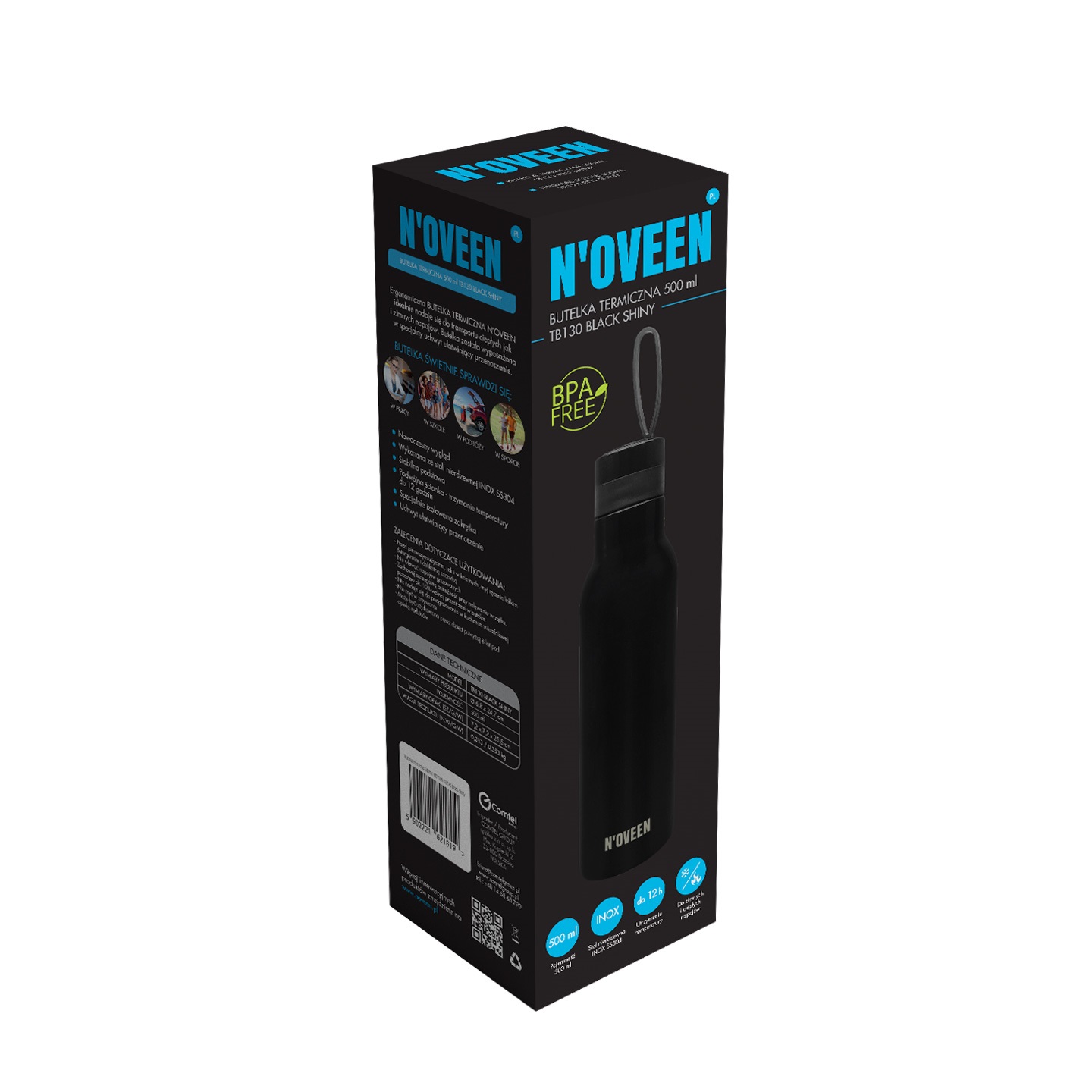Termos, Noveen, TB130 Black Shiny, Negru, 500 ml - imaginea 2