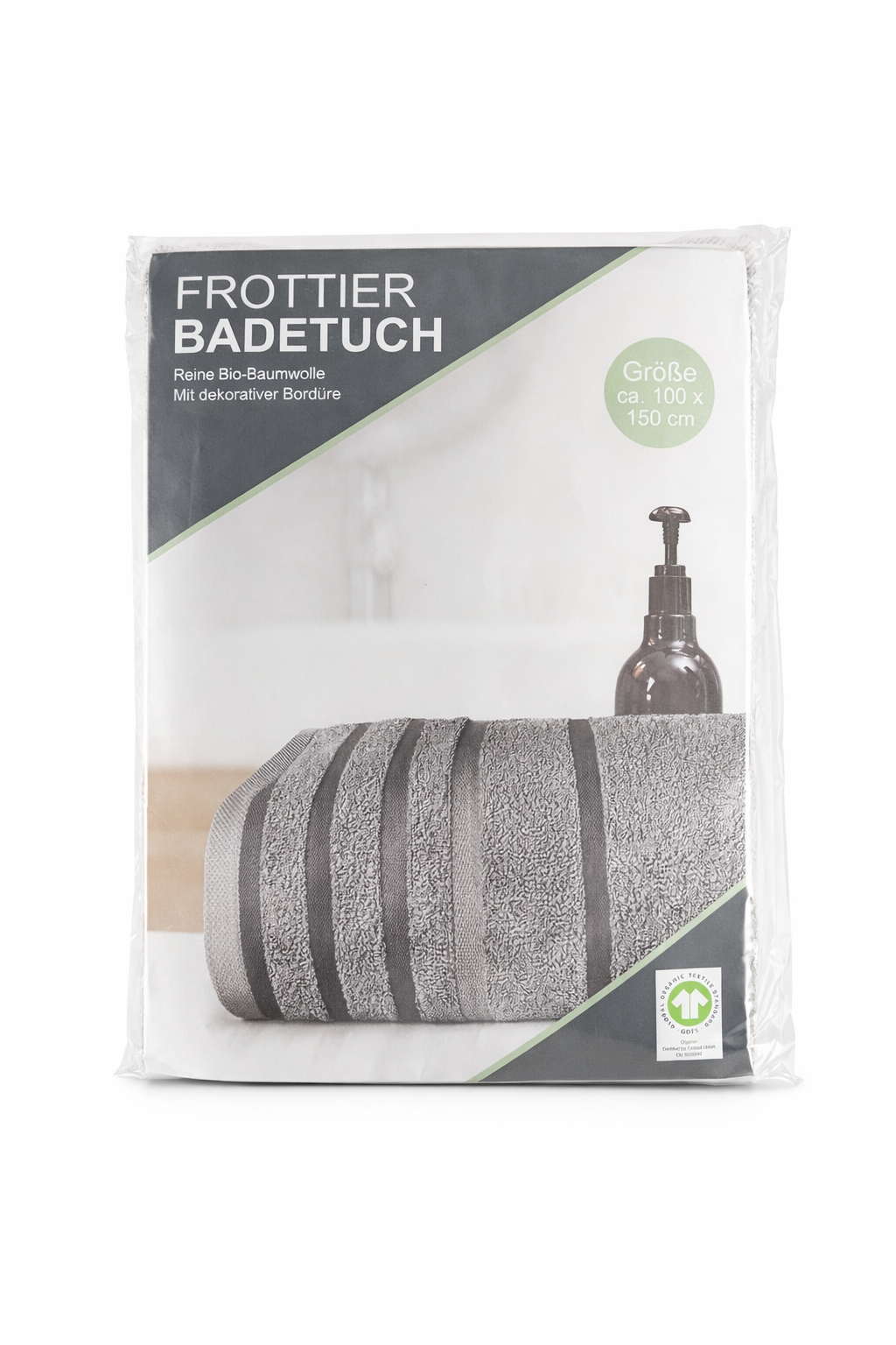 Prosop de baie Premium, 100% bumbac organic,  dimensiunea 100x150 cm, densitate 540 g/m², Gri - imaginea 5