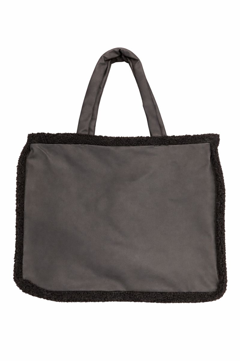 Geanta dama Teddy bej, interior teddy, manere textile, dimensiune mare - imaginea 2
