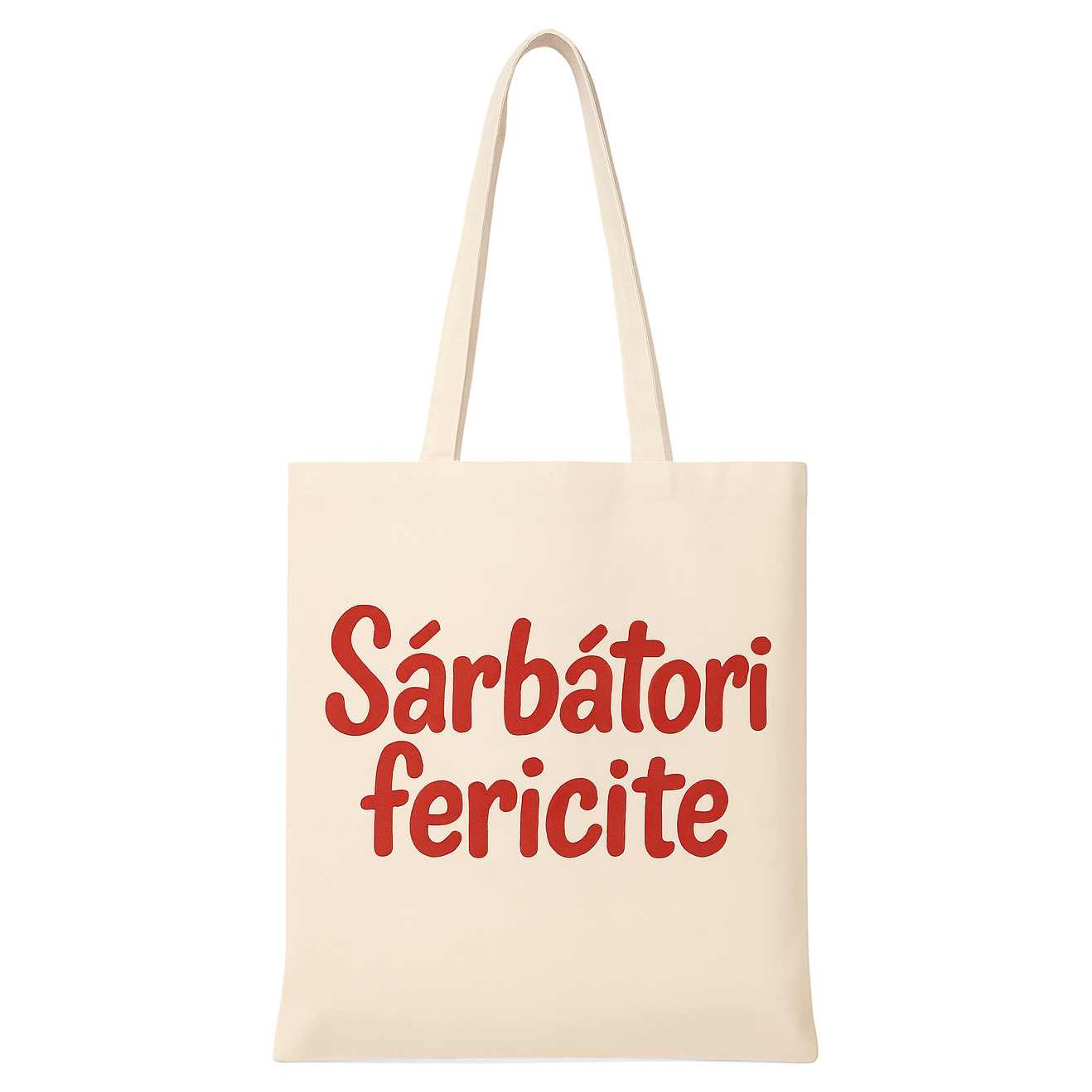 Sacosa din bumbac 145 g – „Sarbatori Fericite”, 38x42 cm