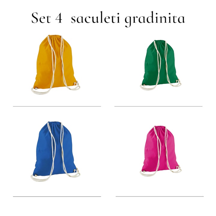 Set 4 saculeti bumbac gradinita